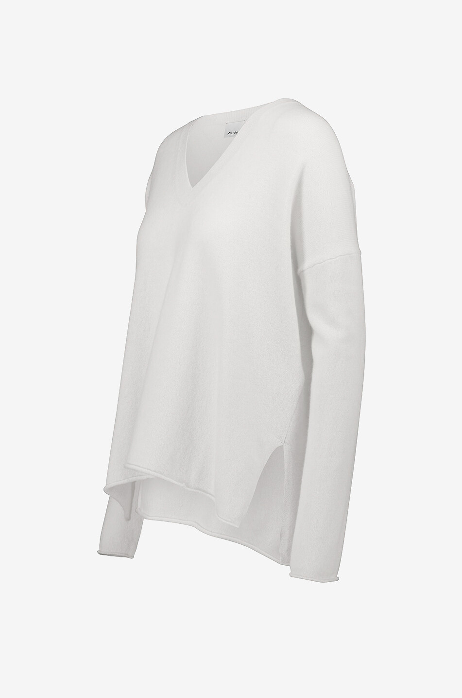 ALLUDE Pullover mit V-Ausschnitt aus Kaschmir mit Seitenschlitzen Damen GRAU 3