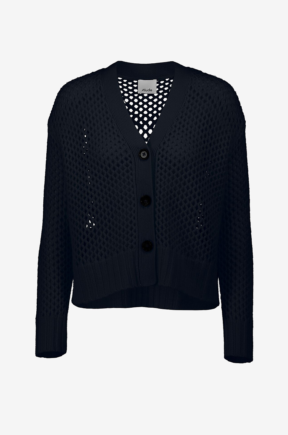 ALLUDE Wool and cashmere fishnet cardigan Women DARK BLUE 1