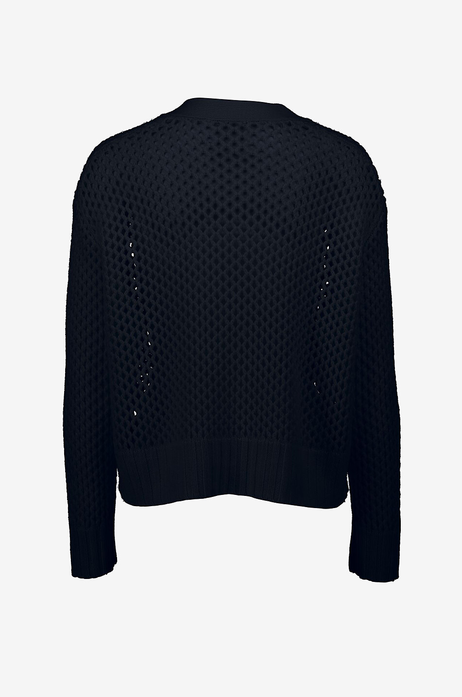 ALLUDE Wool and cashmere fishnet cardigan Women DARK BLUE 2