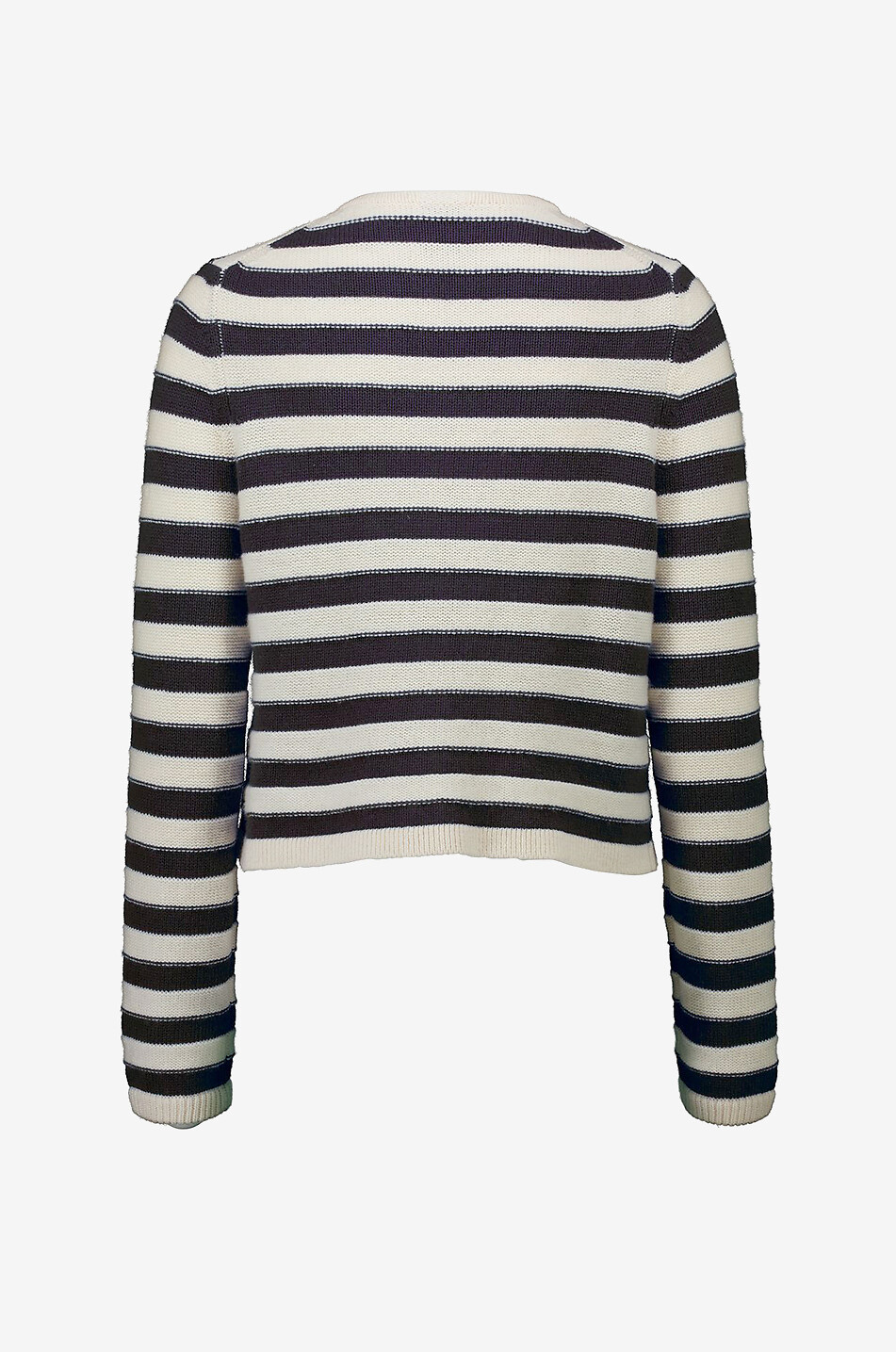 Cardigan rayé boutonné en laine et cachemire