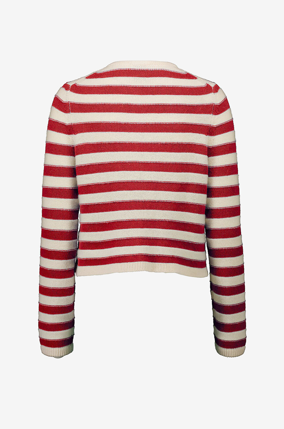 Cardigan rayé boutonné en laine et cachemire