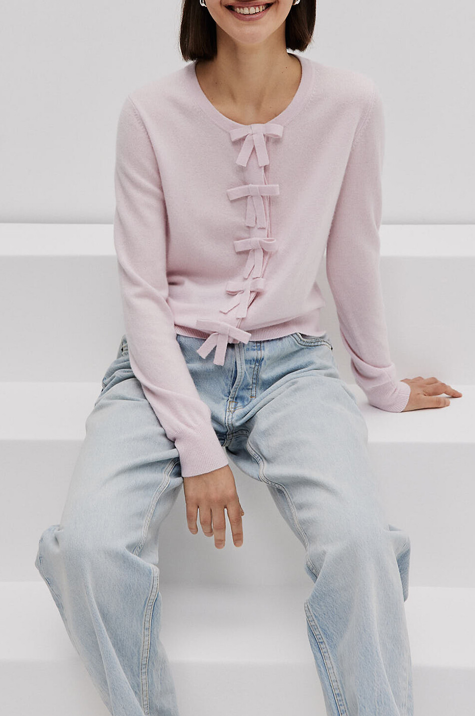 ALLUDE Cardigan aus Kaschmir mit Schleifen Damen HELLROSA 4