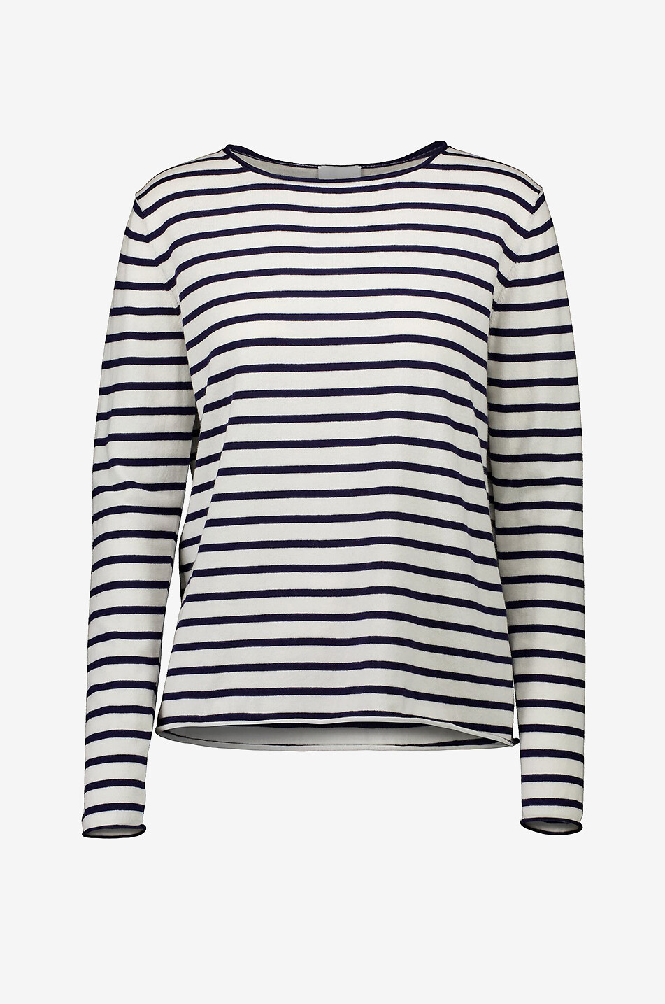 T-shirt marinière à manches longues en coton soie et cachemire