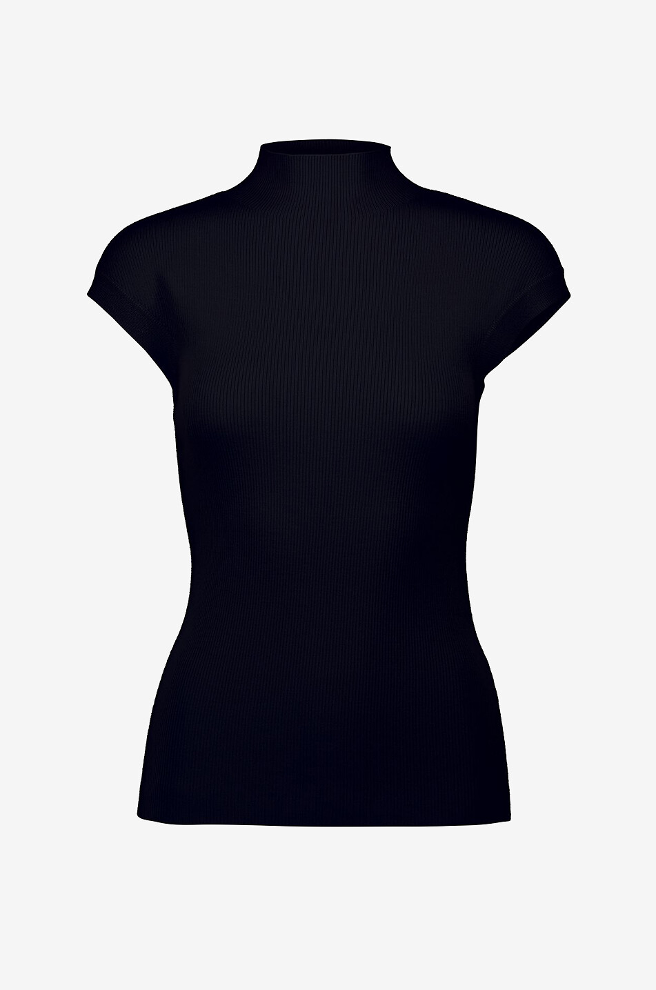 Kurzarm-Schlauchpullover aus Wolle mit Stehkragen