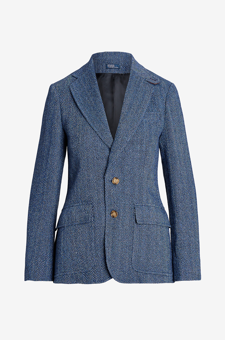 Herringbone linen cinched single-breasted blazer