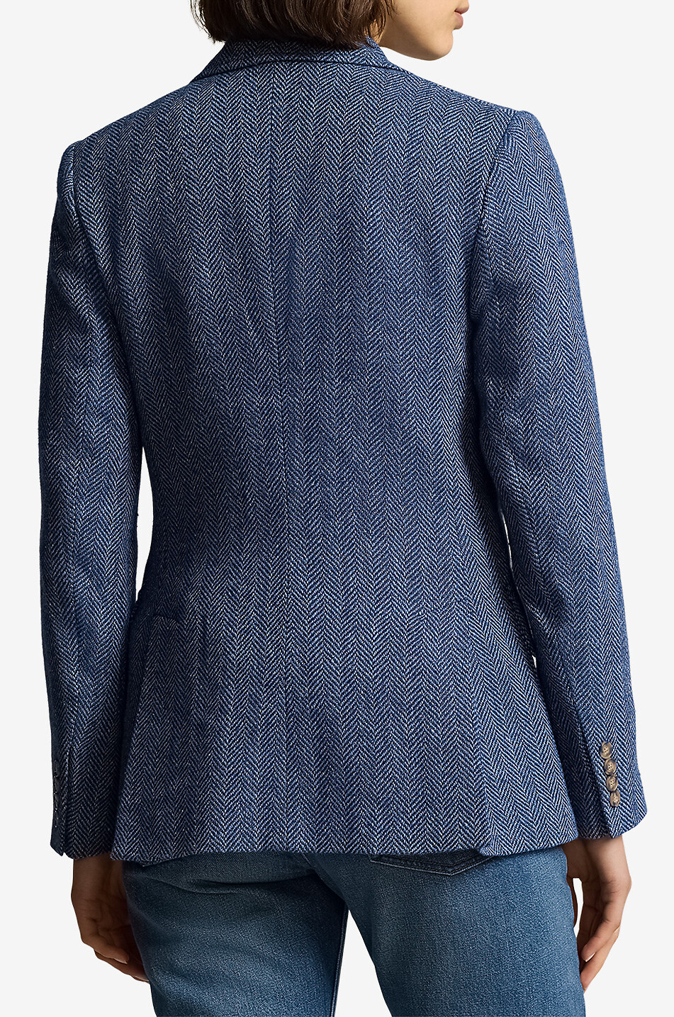 POLO RALPH LAUREN Herringbone linen cinched single-breasted blazer Women BLUE 3