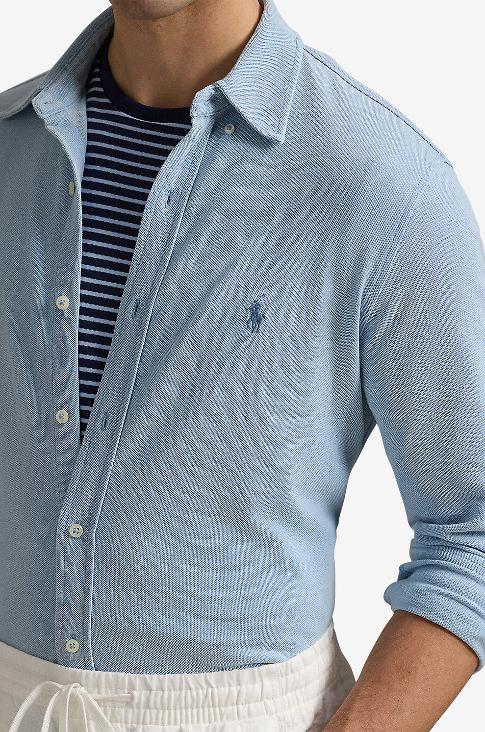 POLO RALPH LAUREN Chemise en coton piqué Featherweight Homme BLEU 5