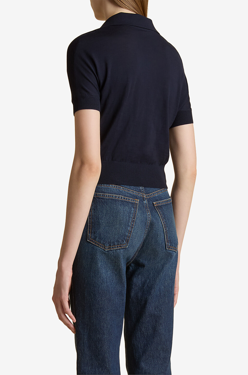 KHAITE Polo à manches courtes en laine Morgane Femme BLEU FONCE 3