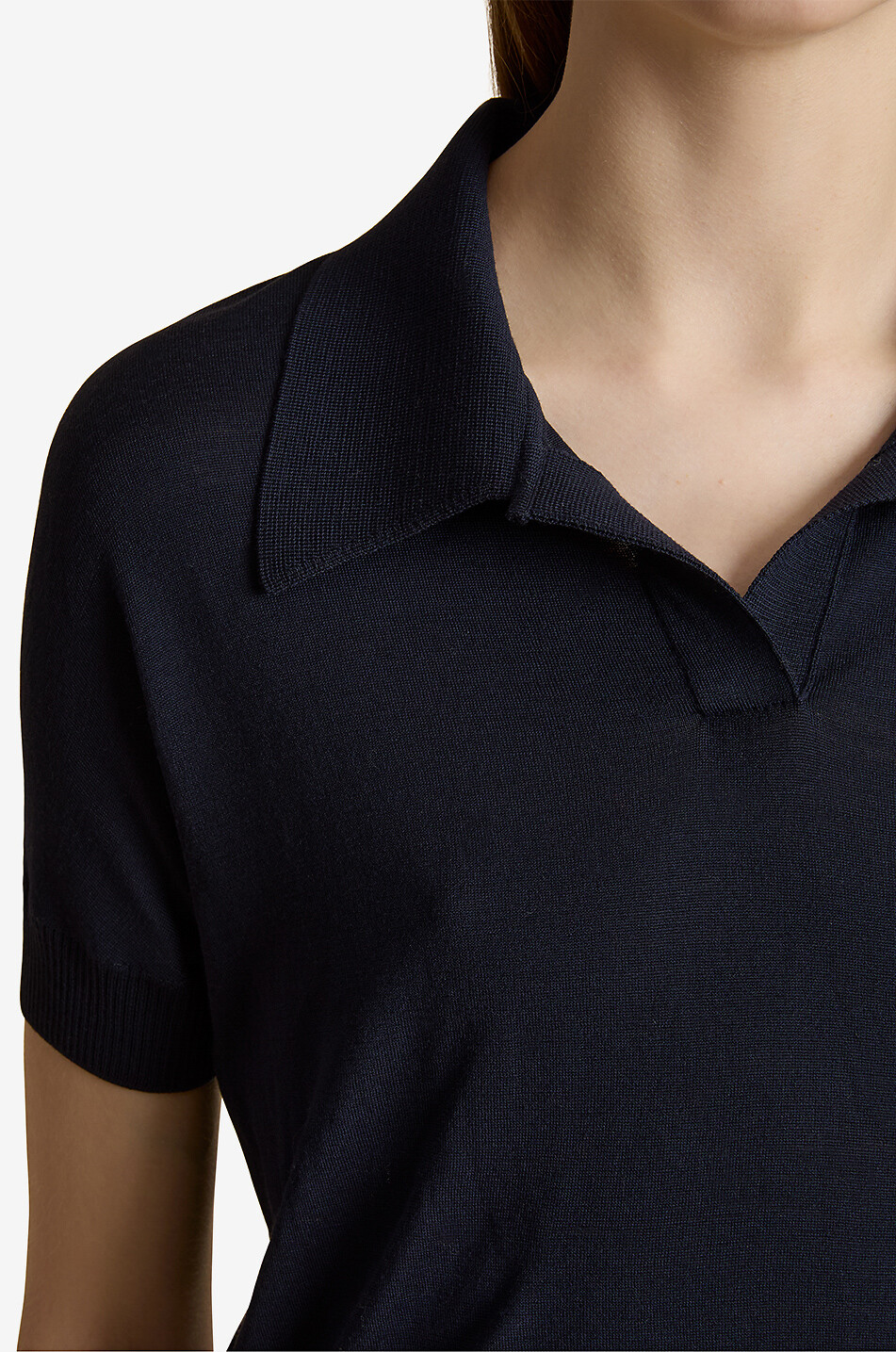 KHAITE Polo à manches courtes en laine Morgane Femme BLEU FONCE 5
