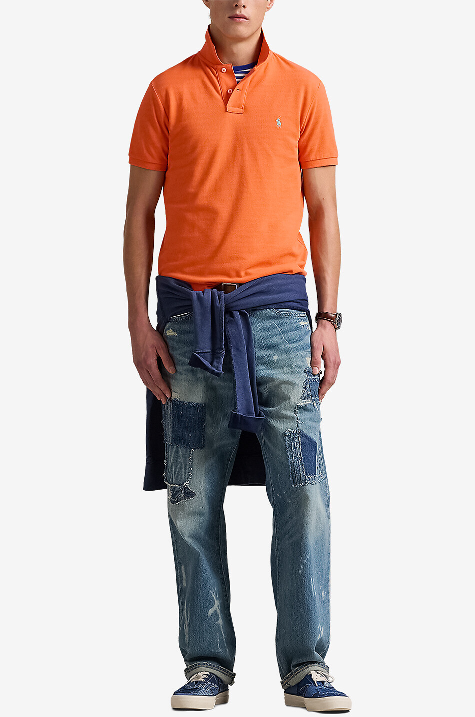 POLO RALPH LAUREN Polo en coton piqué brodé Pony Custom Slim Fit Homme ORANGE FONCÉ 4