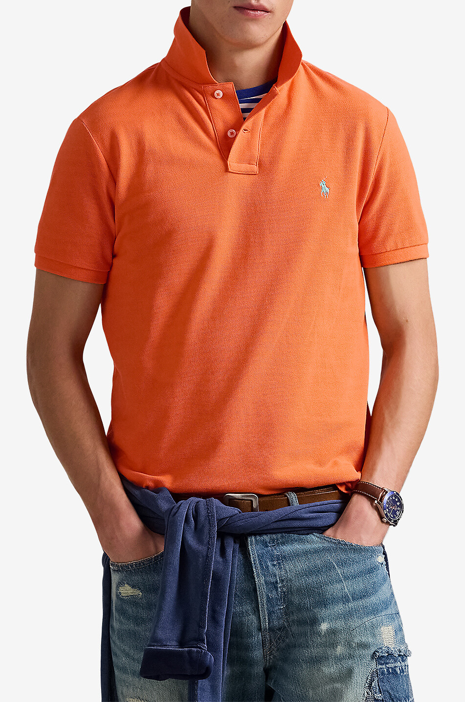 POLO RALPH LAUREN Polo en coton piqué brodé Pony Custom Slim Fit Homme ORANGE FONCÉ 2