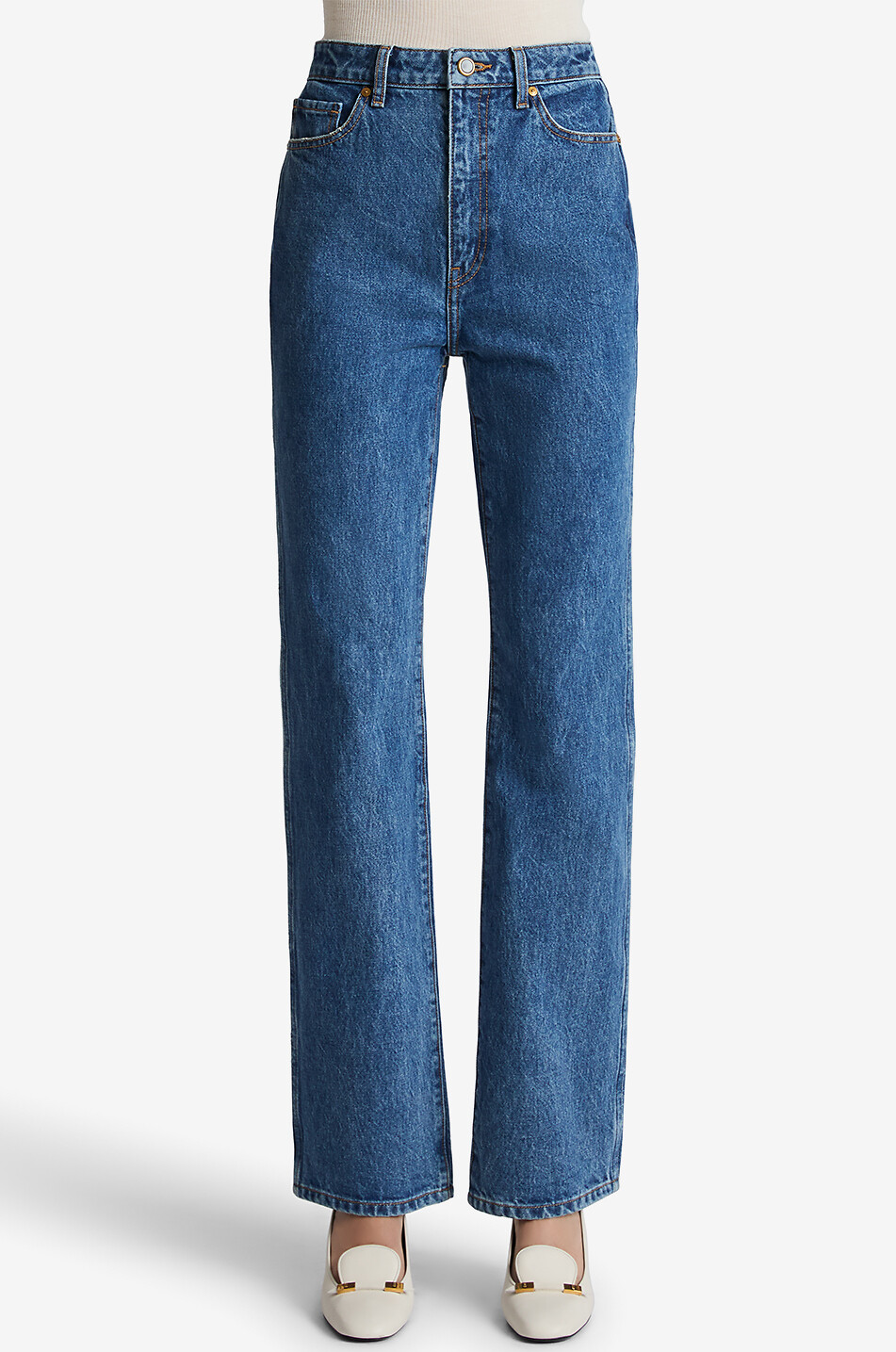KHAITE Danielle cotton straight-leg jeans Women BLUE 2