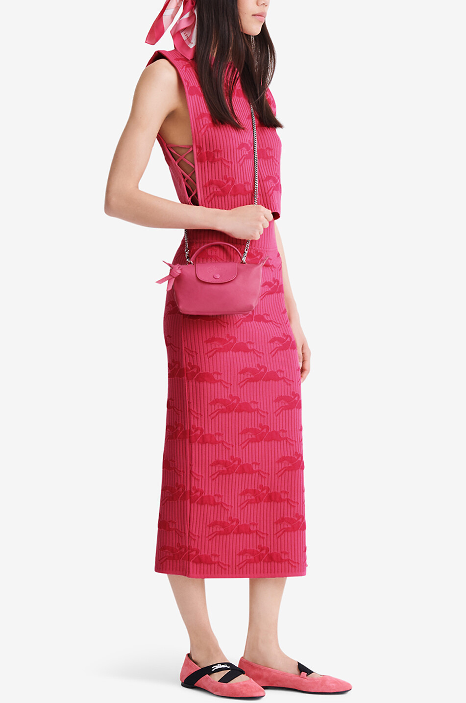 LONGCHAMP Sac à main en cuir métis Pochette XS Le Pliage Extra Femme ROSE FONCÉ 3