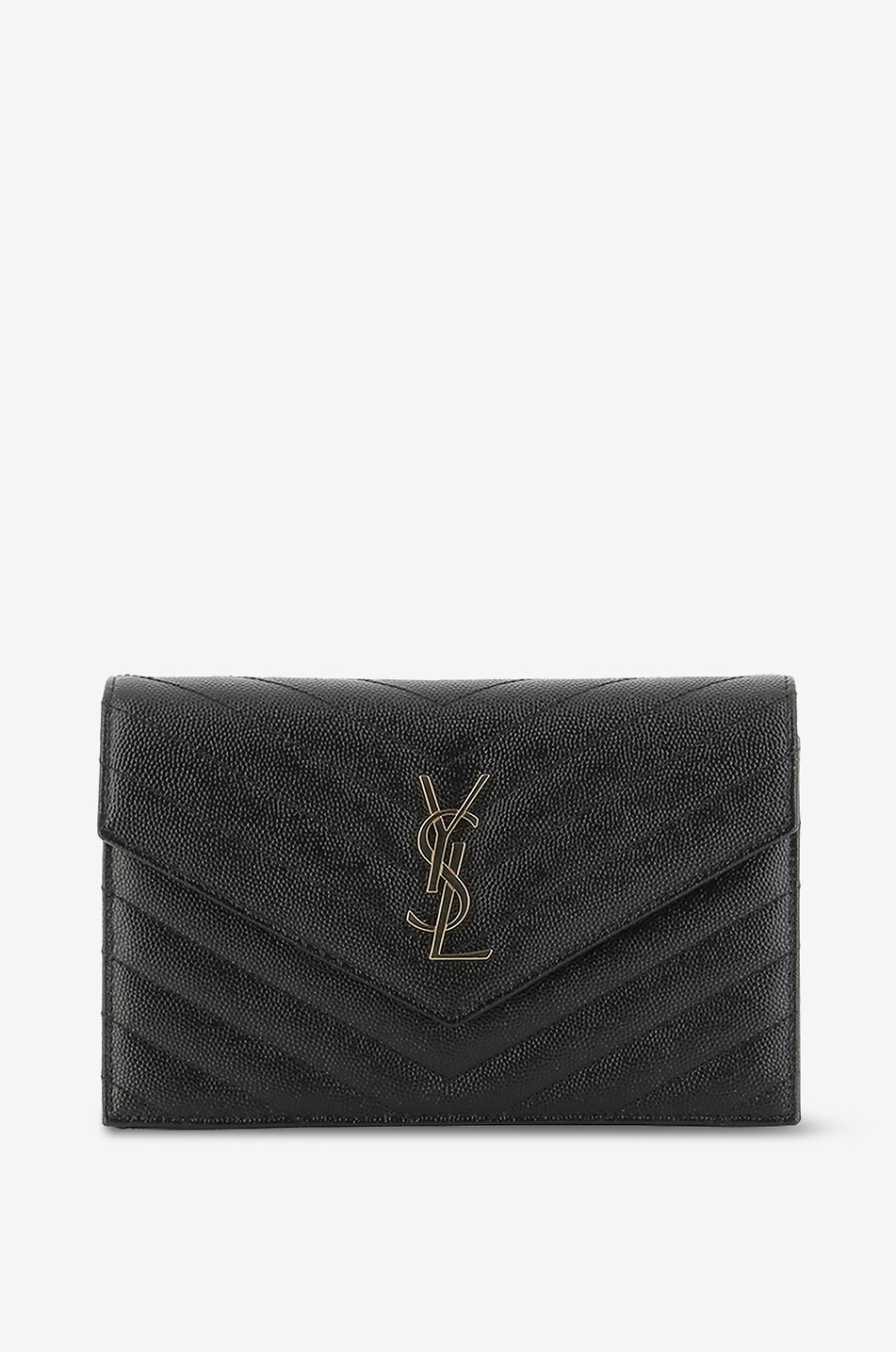 SAINT LAURENT PARIS Gesteppte Brieftasche aus genarbtem Leder mit Gurt Cassandre Damen SCHWARZ 1