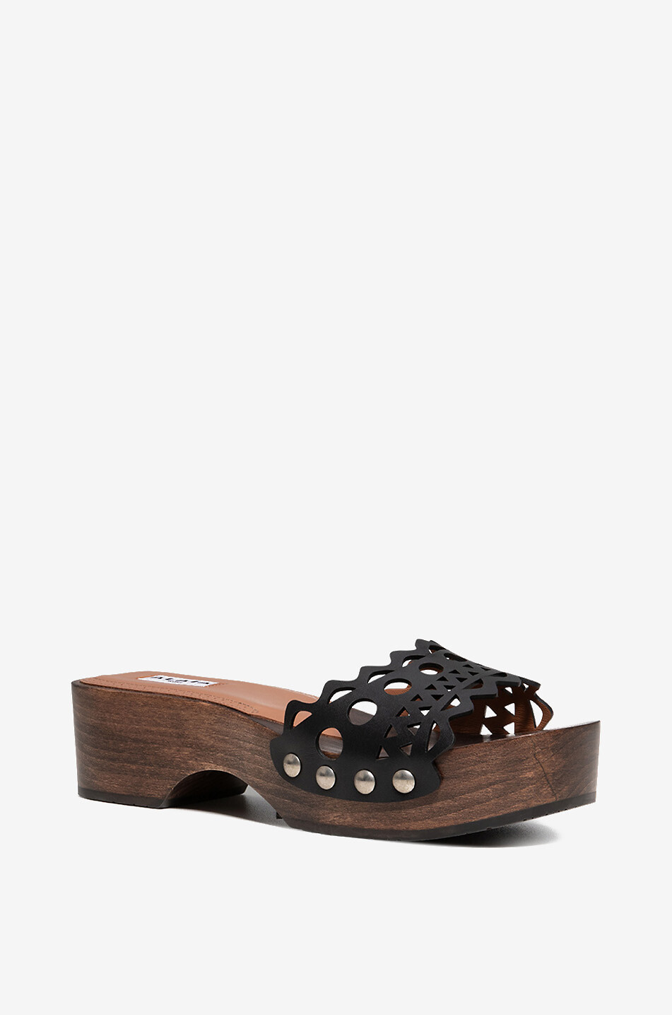 Plateaupantoletten aus Leder Clog Vienne 50