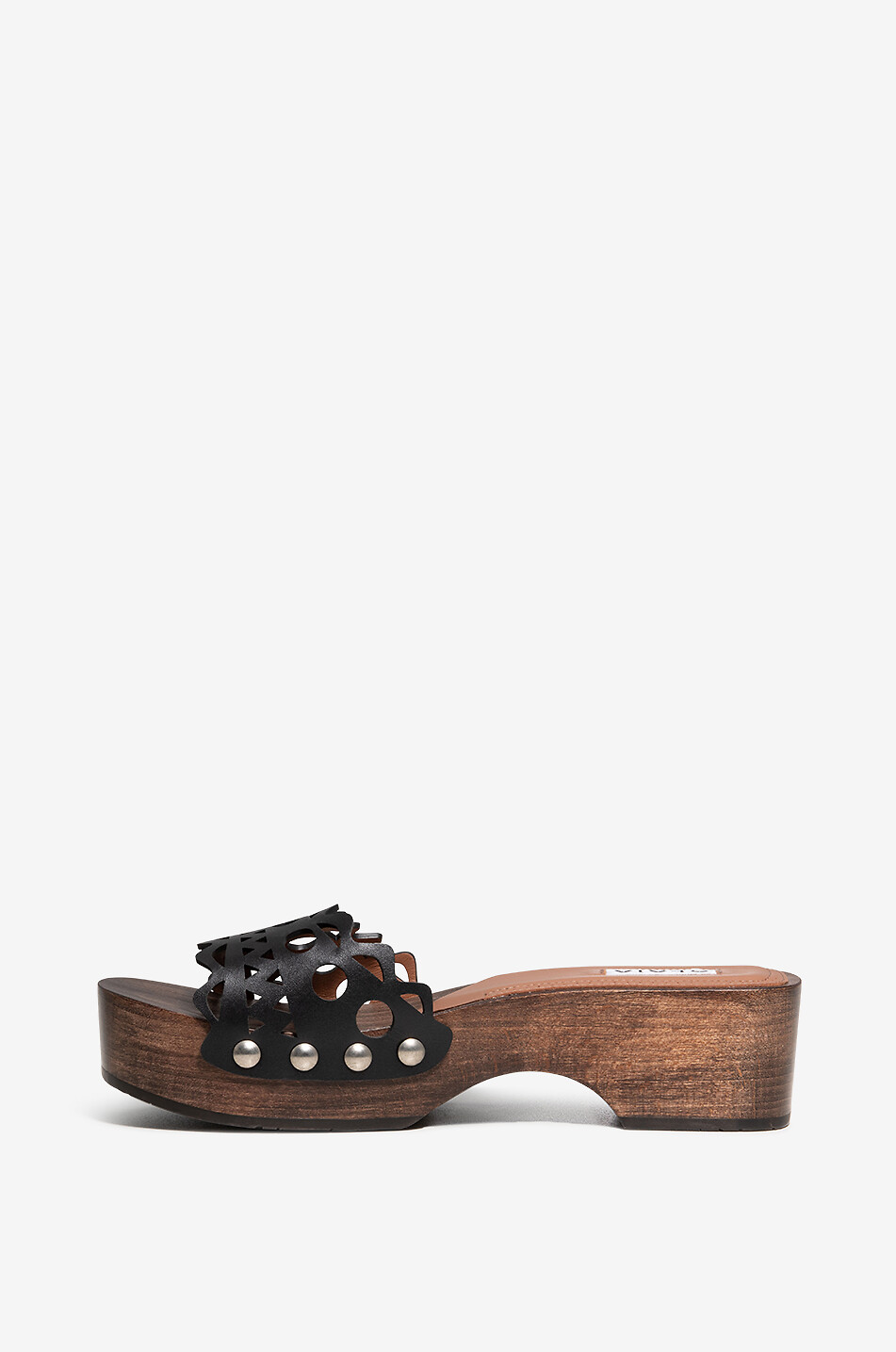 Plateaupantoletten aus Leder Clog Vienne 50