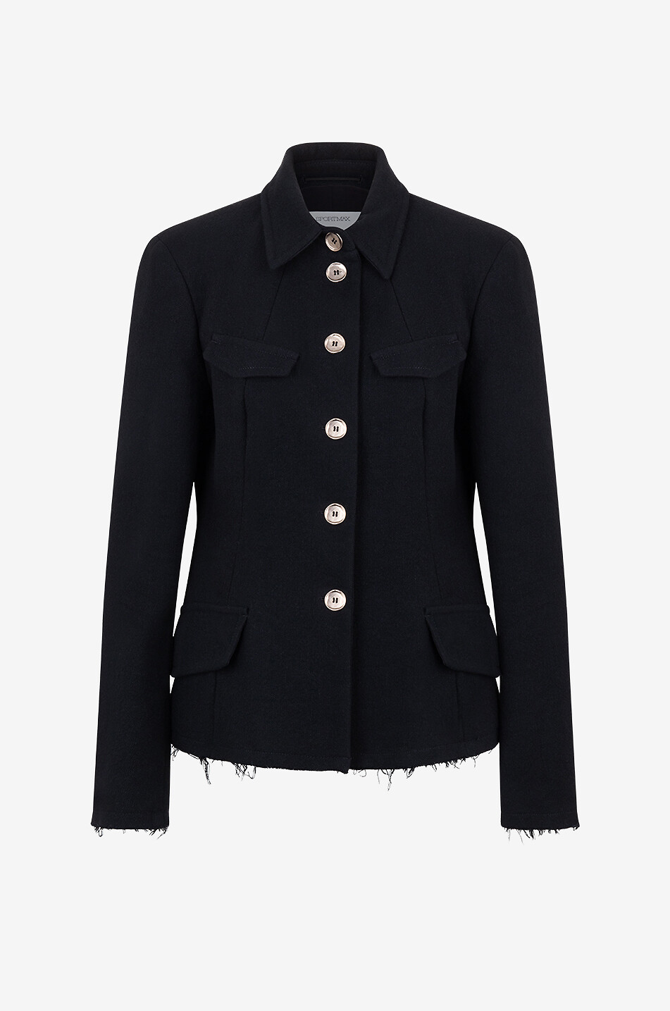 Pensile frayed wool blend safari jacket