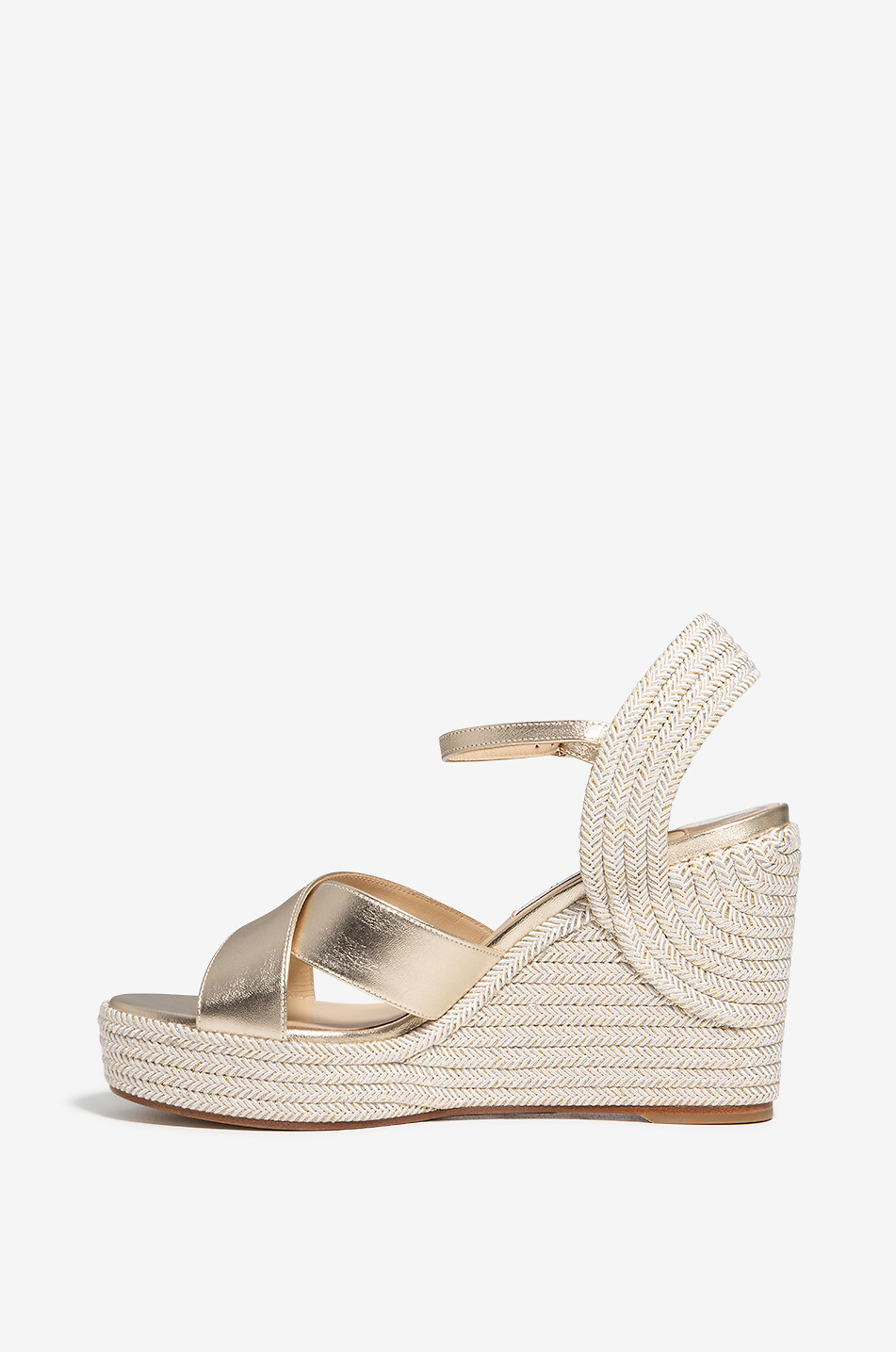 JIMMY CHOO Dellena 100 / 39 metallic leather wedge sandals Women GOLDEN 3