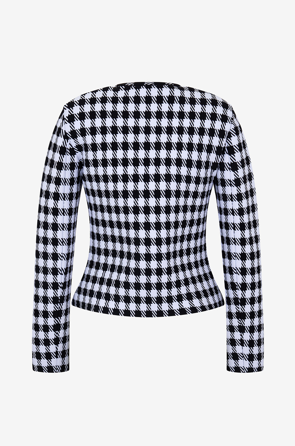 Taillierte kurze Jacquardjacke mit Hahnentrittmotiv