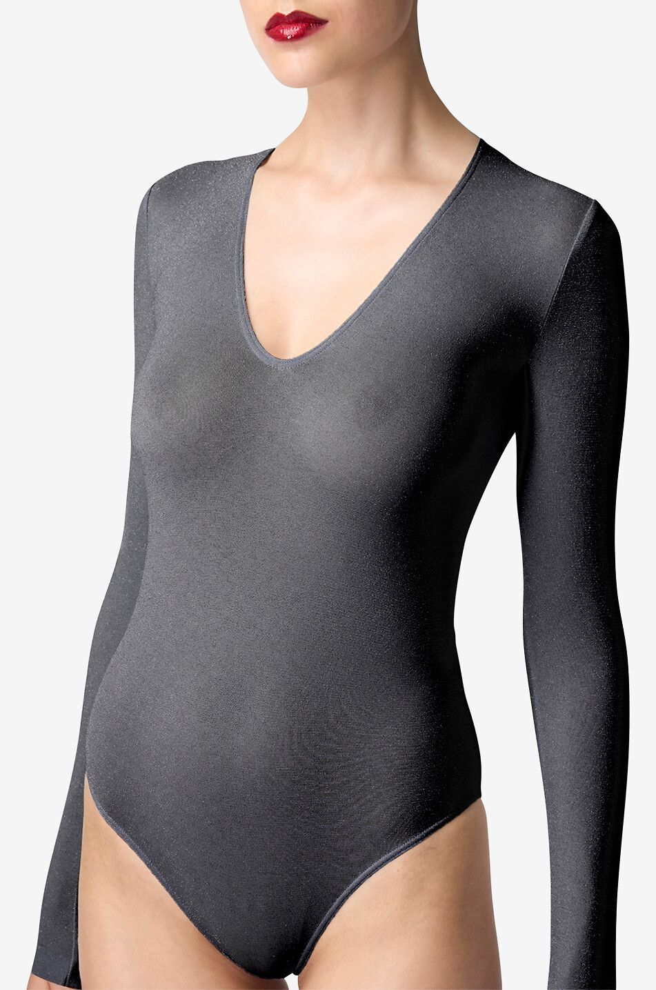WOLFORD Body scintillant transparent à manches longues Femme NOIR 5