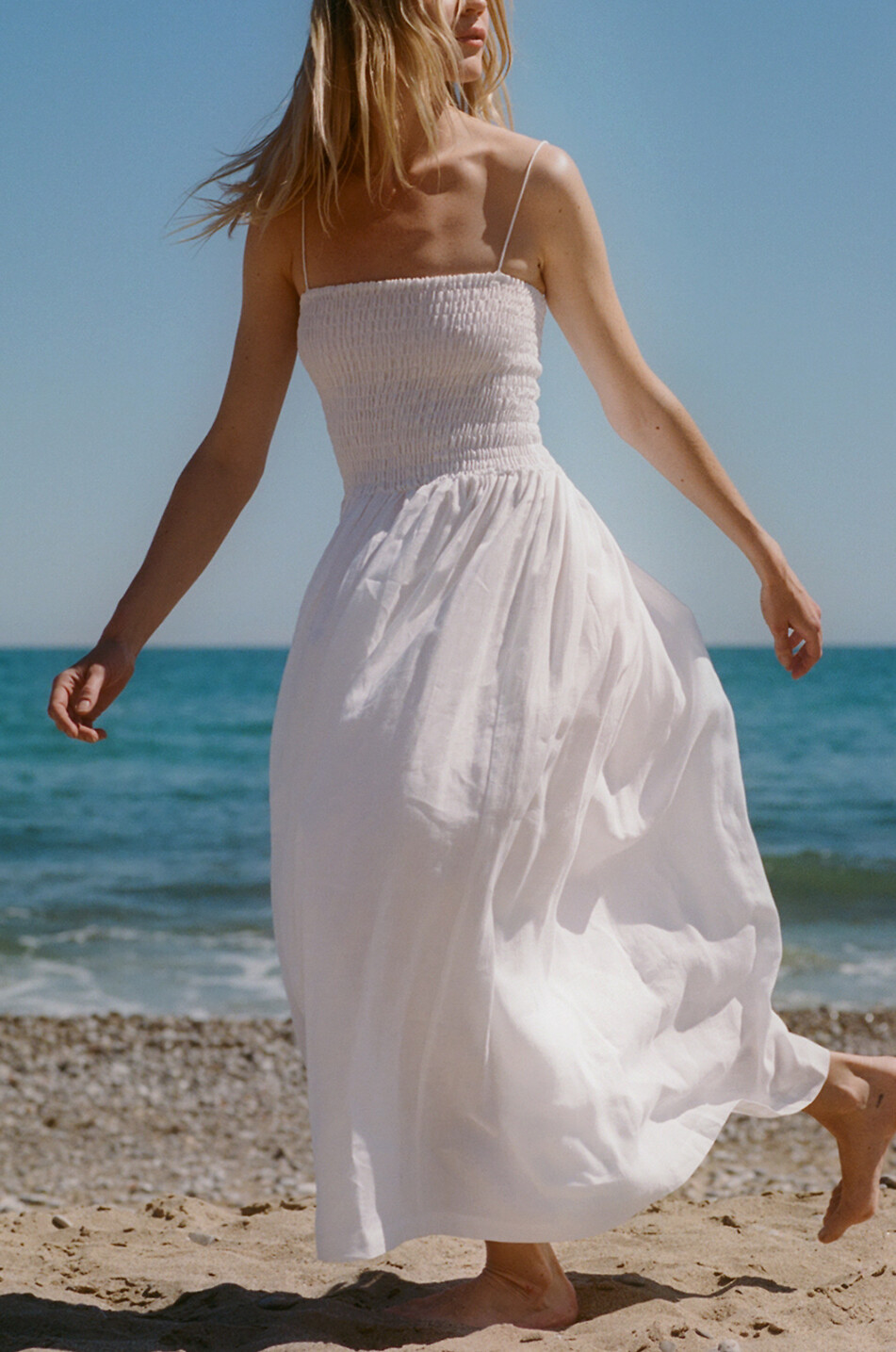 Harlow long smocked bustier dress