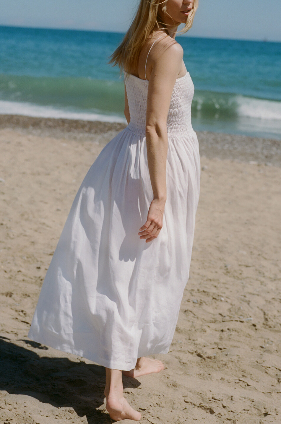 Harlow long smocked bustier dress