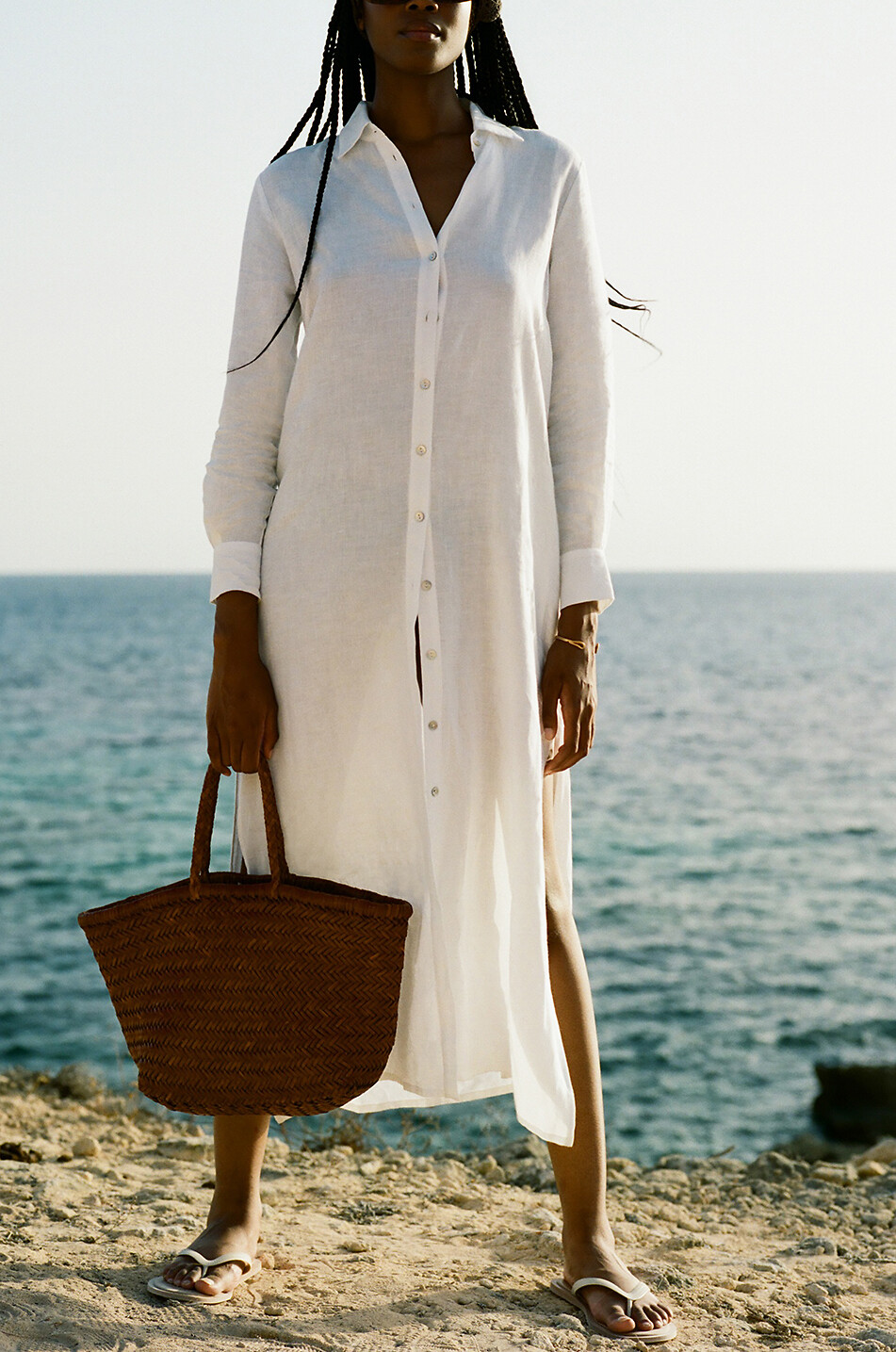 ARKITAIP Gina long straight shirt dress Women WHITE 2