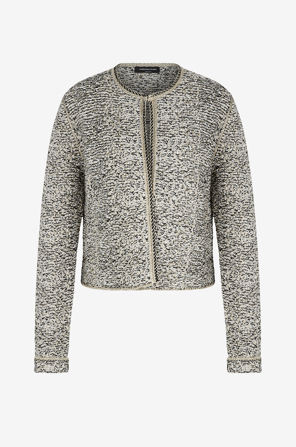Glittering tweed knit suit jacket