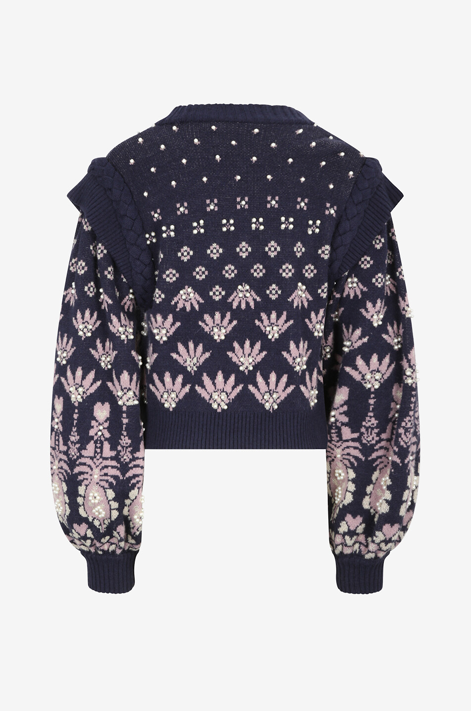 Pull jacquard fleuri orné de perles Ainika Martina
