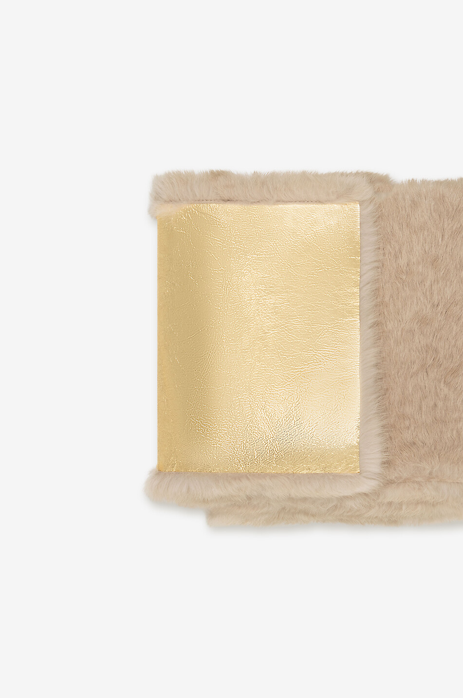 LEA CLEMENT Rabbit fur and metallic leather stole Women Light beige 2