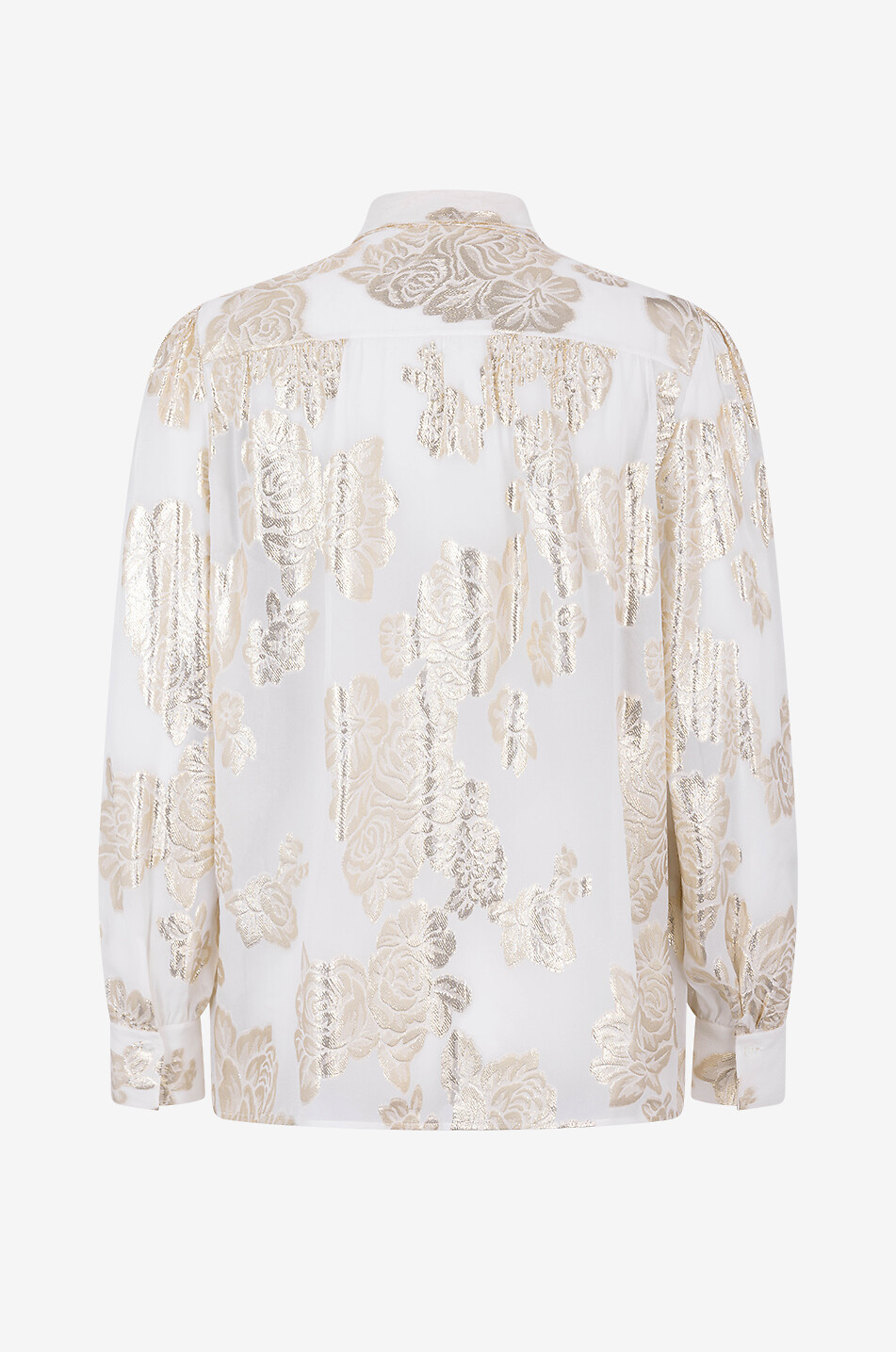 CHLOE Blouse en jacquard de soie fleuri à lavallière Femme BLANC CASSE 2