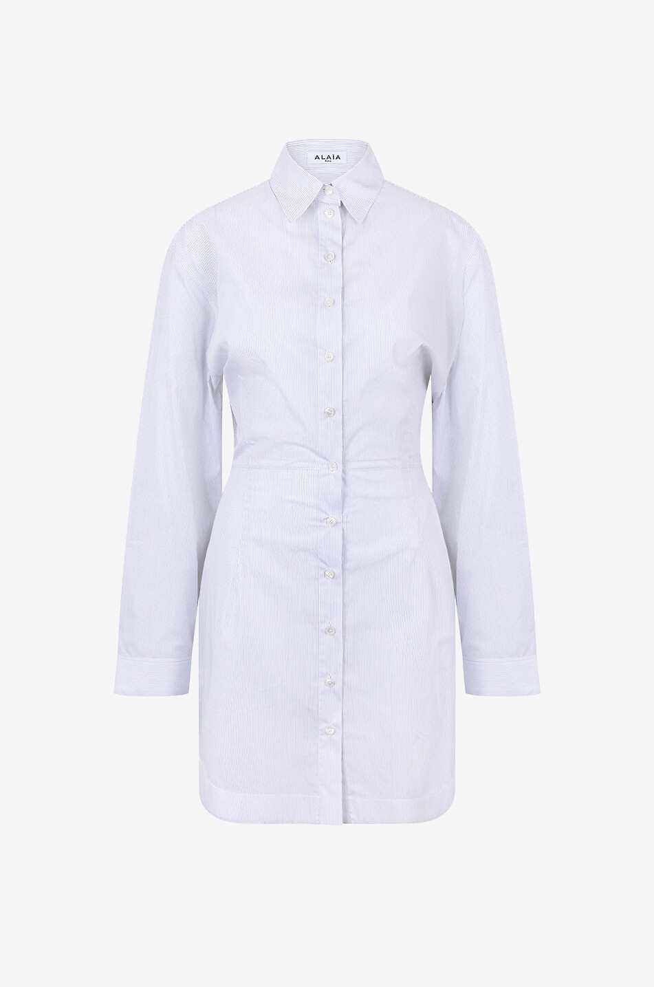 Mini robe chemise rayée asymétrique Tina