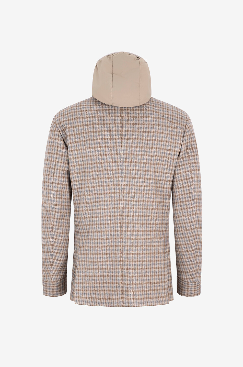Hooded blazer with bicolour checks