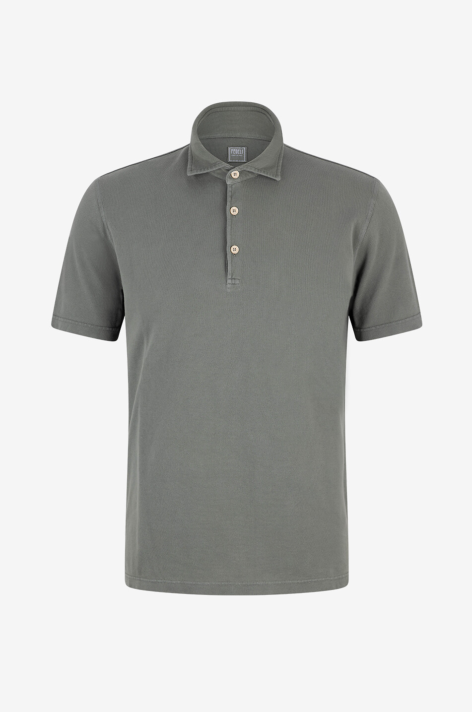 FEDELI Tommy cotton piqué short sleeved polo shirt Men MEDIUM GREEN 1