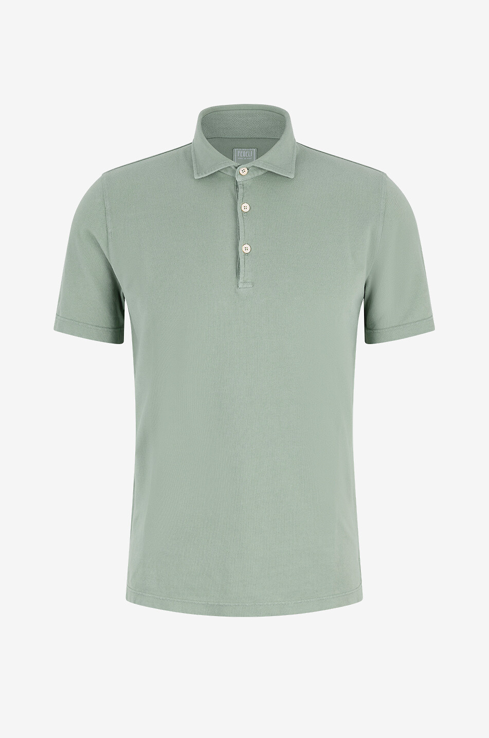 FEDELI Tommy cotton piqué short sleeved polo shirt Men MEDIUM GREEN 1