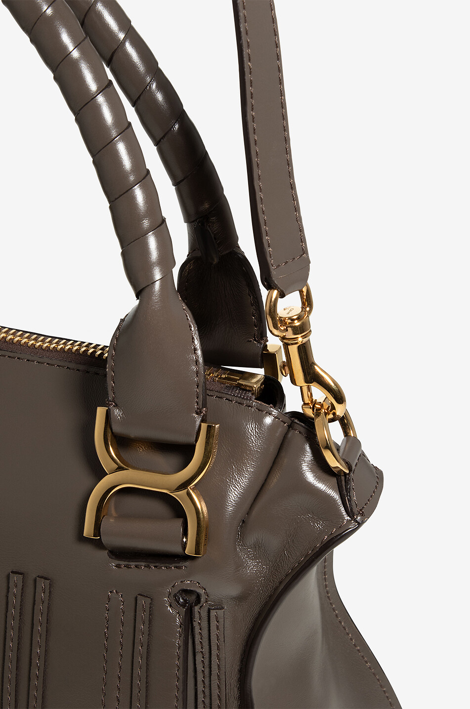 Sac à main et porté épaule en cuir brillant Marcie