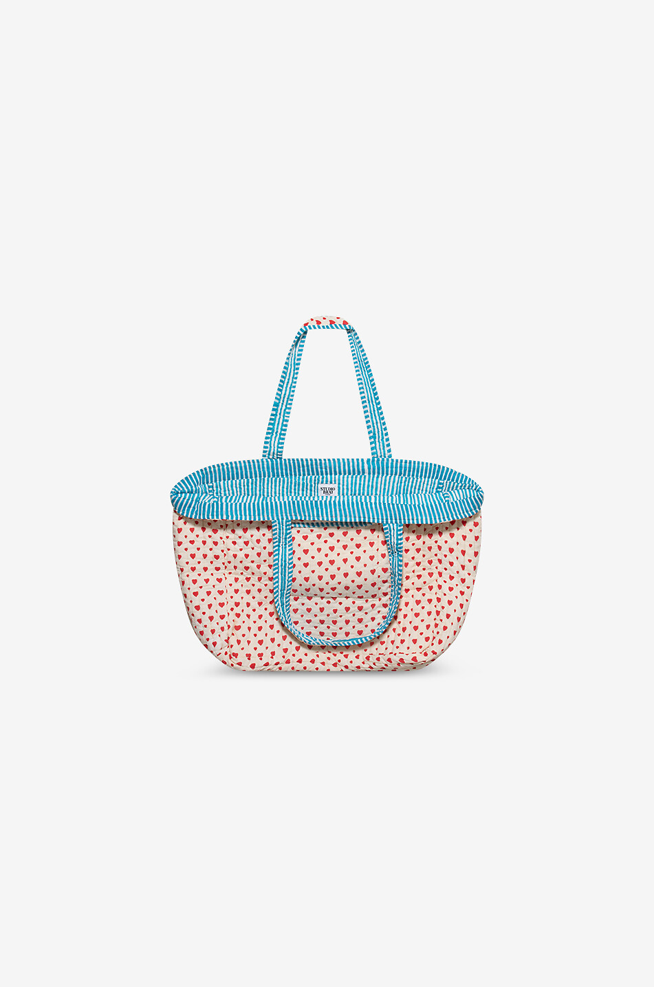 Hearts quilted cotton tote bag