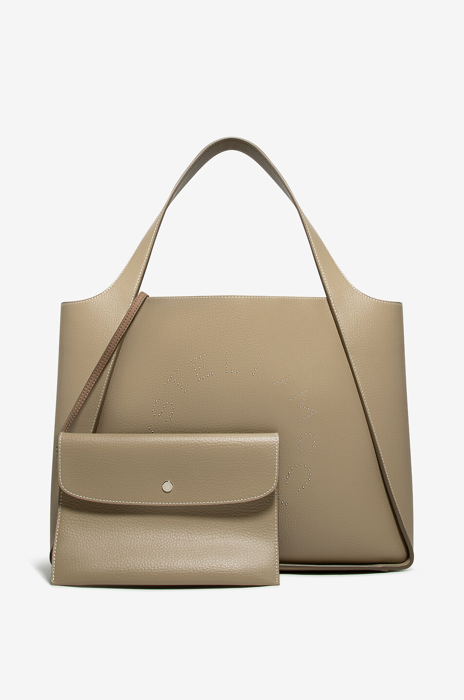 STELLA Logo Large studded grained leather tote bag