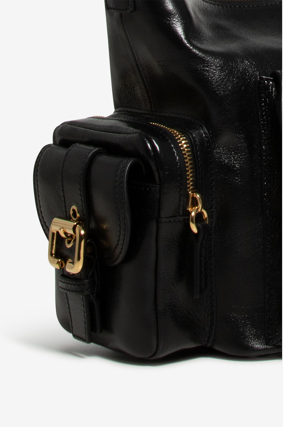 Schultertasche aus glänzendem Leder Camera