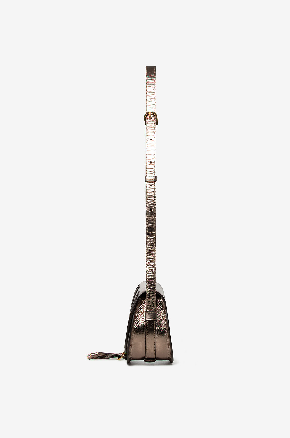 Schultertasche aus Metallic-Leder Marcie Saddle Small