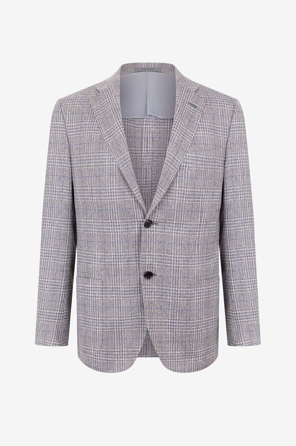 Glencheck-Blazer aus Seide und Schurwolle