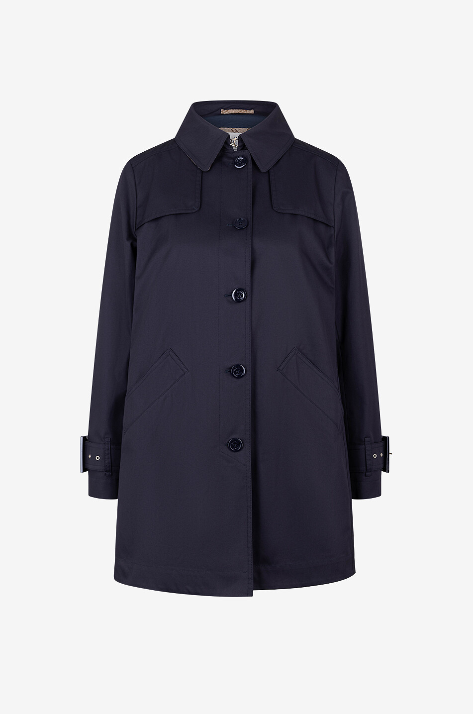 HERNO Trench trapèze en coton Femme BLEU FONCE 1