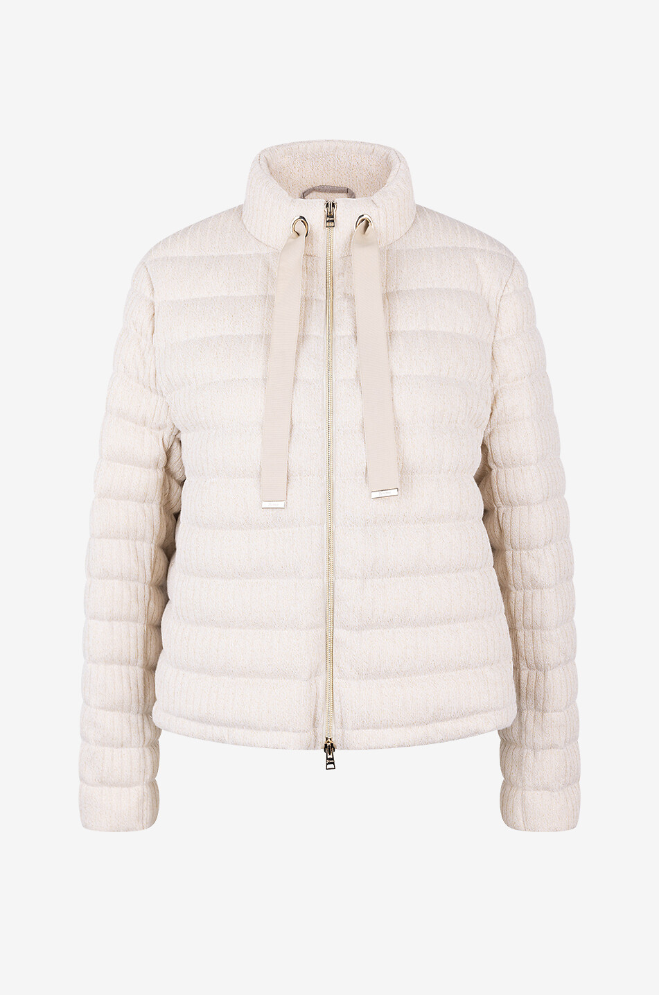 Kurze glitzernde Strick-Daunenjacke