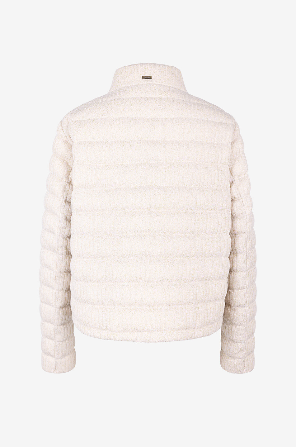 Kurze glitzernde Strick-Daunenjacke