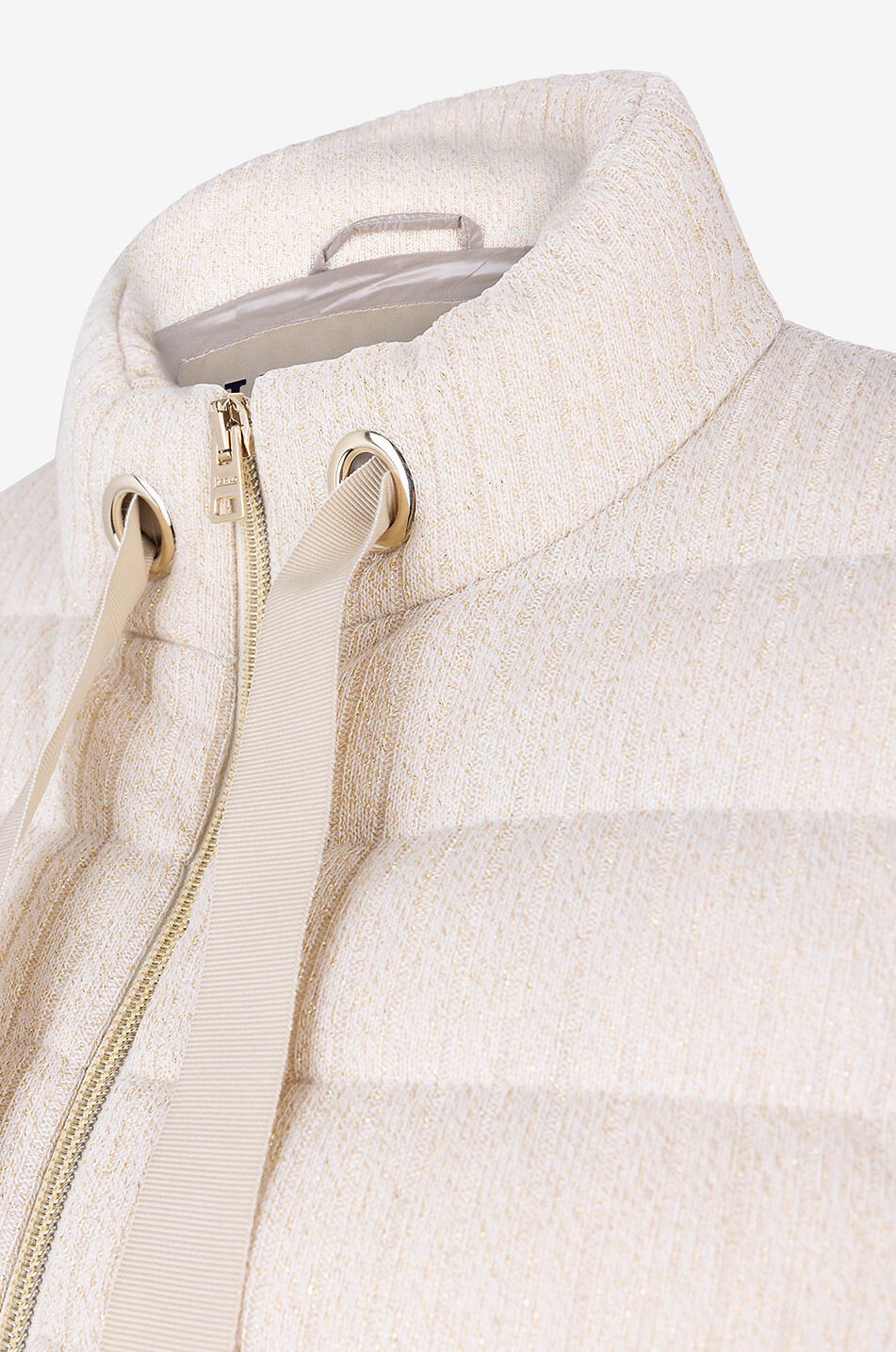 HERNO Kurze glitzernde Strick-Daunenjacke Damen Hellbeige 6