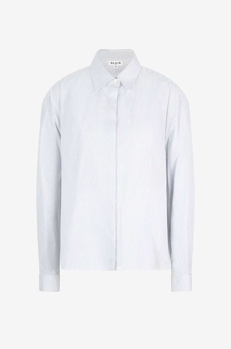 ALAÏA Gestreiftes Hemd mit markanten Schultern Egg Damen WEISS 1