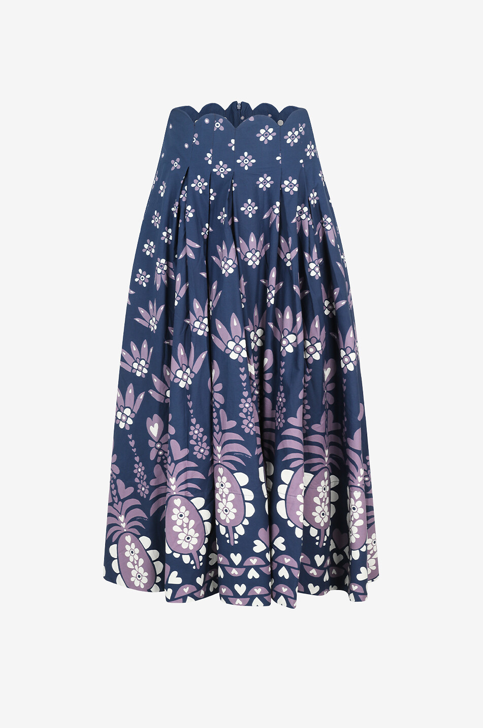 Ausgestellter geblümter Popelinemidirock Ainika Martina