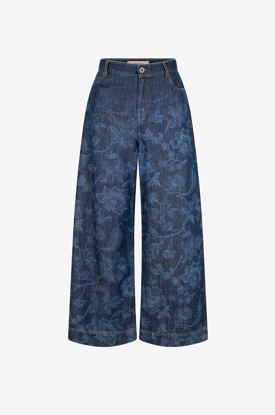 WEEKEND MAX MARA Omelia lightweight floral high-rise wide-leg jeans Women DARK BLUE 1