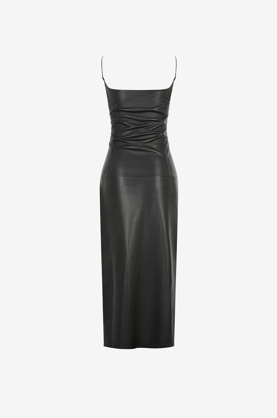 Fitted nappa leather strappy midi dress Fitted nappa leather strappy midi dress