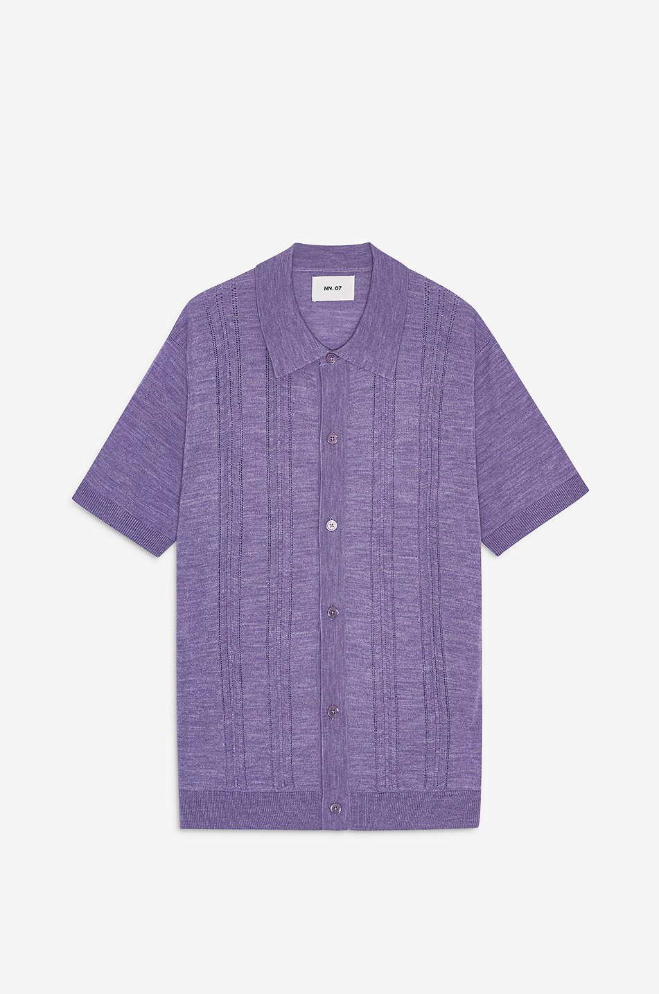 NN07 Kurzarm-Strickhemd aus Wolle Thor Herren VIOLETT 1